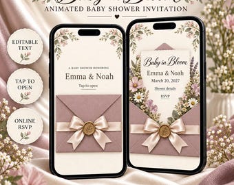 Baby in Bloom Animated Invitation | Floral Baby Shower RSVP (Digital Invite)