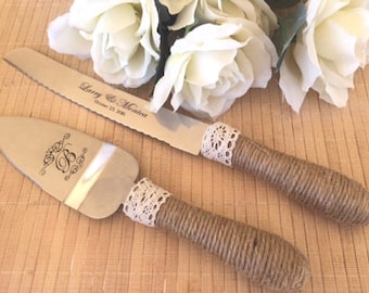 cake serving set, wedding serving set, cake server, rustic serving set, wedding knife set, wedding cake serving set, wedding cake knife set