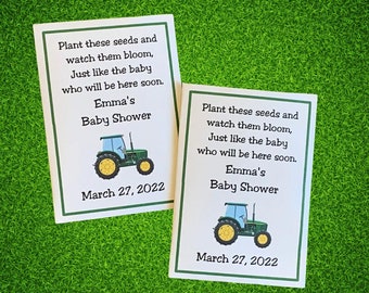 Tractor Baby Shower Favors: Wildflower Seed Packets