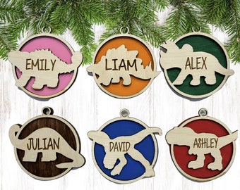 custom dinosaur ornament, personalized dinosaur ornament, t-rex ornament, dinosaur Christmas ornament