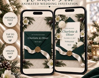 Winter Vow Animated Wedding Invitation | Editable Digital Invite with RSVP (Digital Download)