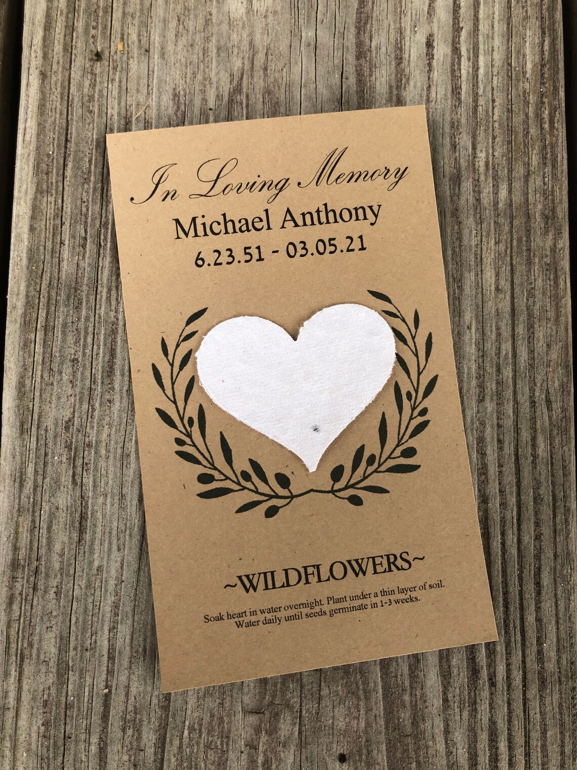 Plantable paper memorial cards Custom memorial cards Etsy