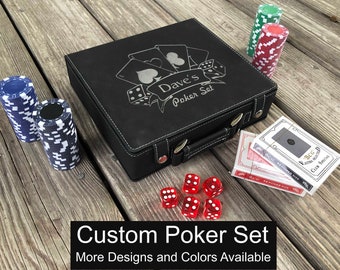 Personalized Poker Set, Poker gifts, gifts for men, groomsmen gift, Dad gift, fathers day gift, poker chips, playing cards