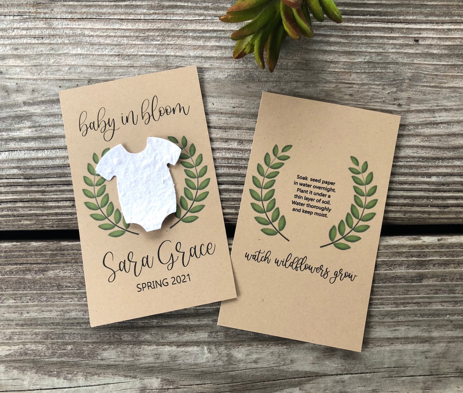 Flower seed paper cards for baby shower favors eco friendly Etsy