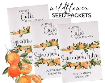 Cutie Baby Shower Seed Packet Favors: Orange Theme