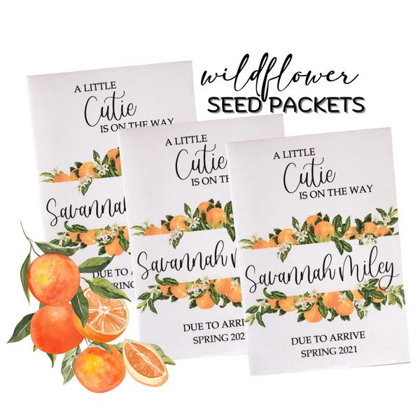 Cutie Baby Shower Seed Packet Favors: Orange Theme