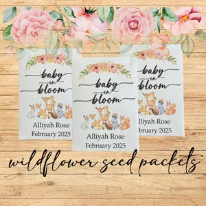 Deer baby shower favors, woodland baby shower seed packet favors, woodsy baby shower favors, forest animals baby shower favors, bunny favors