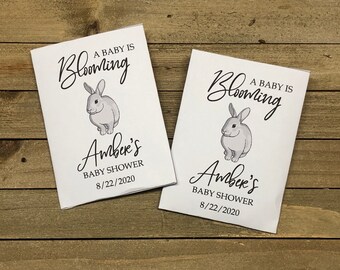 bunny baby shower favors, bunny shower favors, rabbit baby shower favors, bunny baby shower seed packets, baby shower seeds, boy baby shower