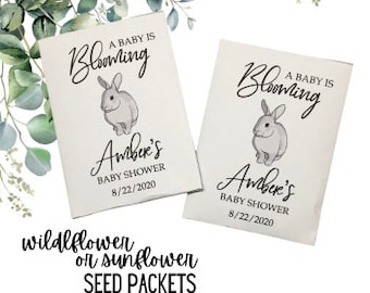 bunny baby shower favors, bunny shower favors, rabbit baby shower favors, bunny baby shower seed packets, baby shower seeds, boy baby shower