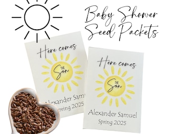 Here Comes The Son Baby Shower Seed Packet Favors