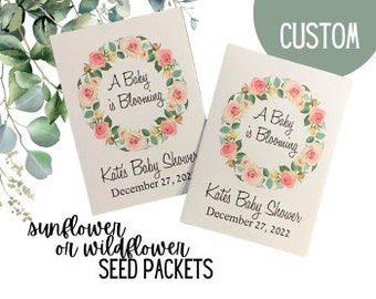 Custom Baby Shower Favors seed packets, Baby Shower Favors girl, floral favors