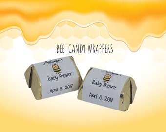 150 Baby Shower Favors, bee baby Shower,  bumblebee baby shower favors, baby shower candy bar wrappers, bee birthday, bee party favors