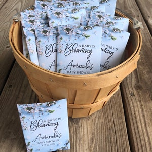 Blue Baby Favors, Baby Shower Favors, Baby Shower Seed Packets, white flower Baby Shower, Baby Boy Favors,  Baby Shower Favors