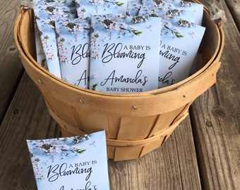 Blue Baby Favors, Baby Shower Favors, Baby Shower Seed Packets, white flower Baby Shower, Baby Boy Favors,  Baby Shower Favors