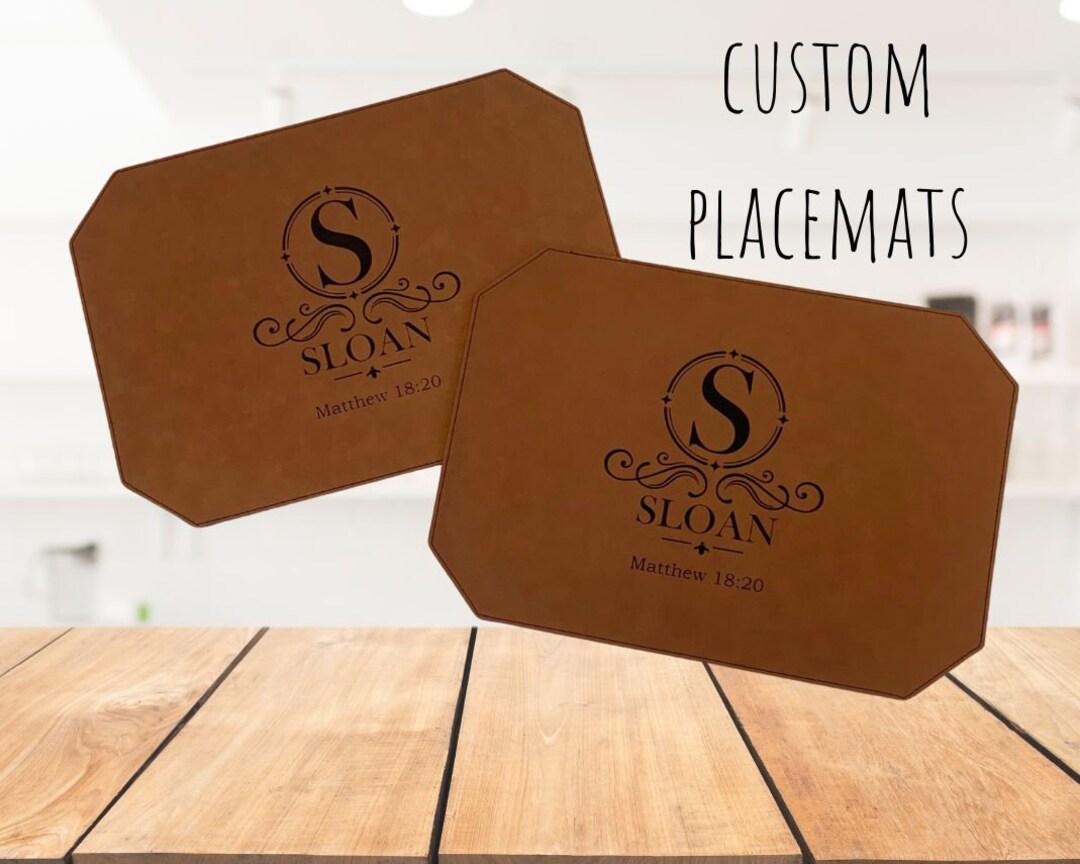 Personalized Placemats, Leatherette Gifts, Custom Placemats, Kitchen