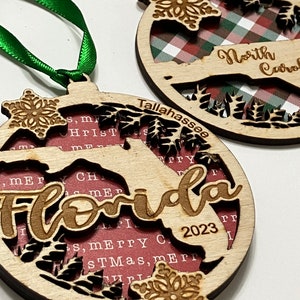 Personalized Florida Ornament: Custom State Christmas Ornament