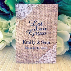 Custom Seed Packet Wedding Favors: Burlap & Lace Design
