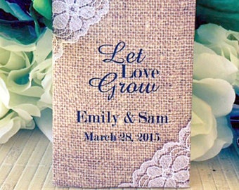 Custom Seed Packet Wedding Favors: Burlap & Lace Design