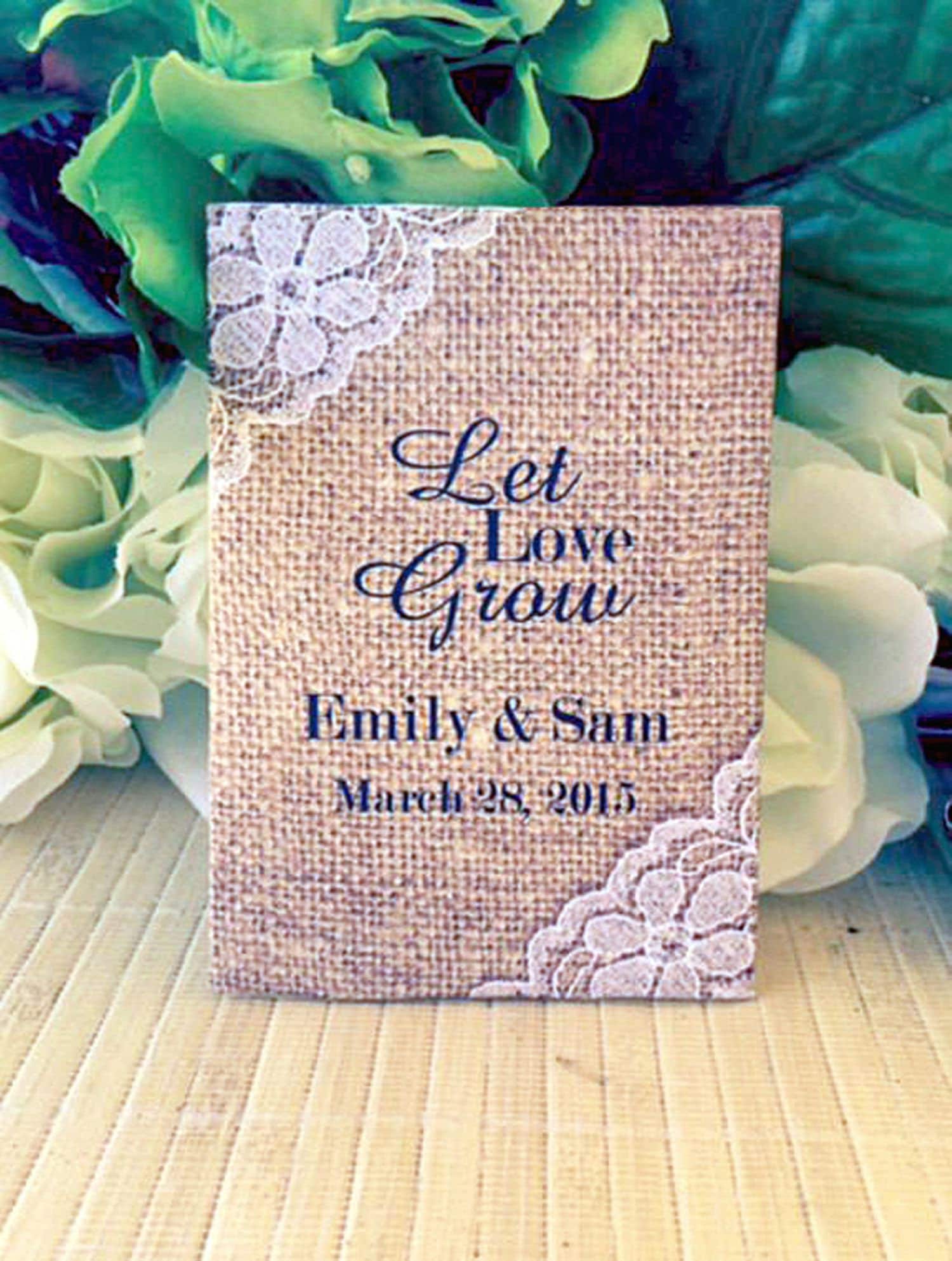 Rustic Seed Packet With Burlap and Lace Design Rustic Seed Packet With Burlap and Lace Design