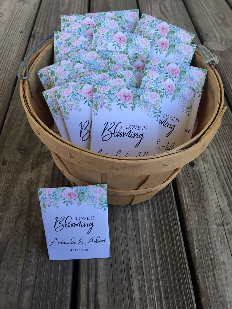 Custom Seed Packet Favors Pink Rose Wedding Seed Packets Etsy