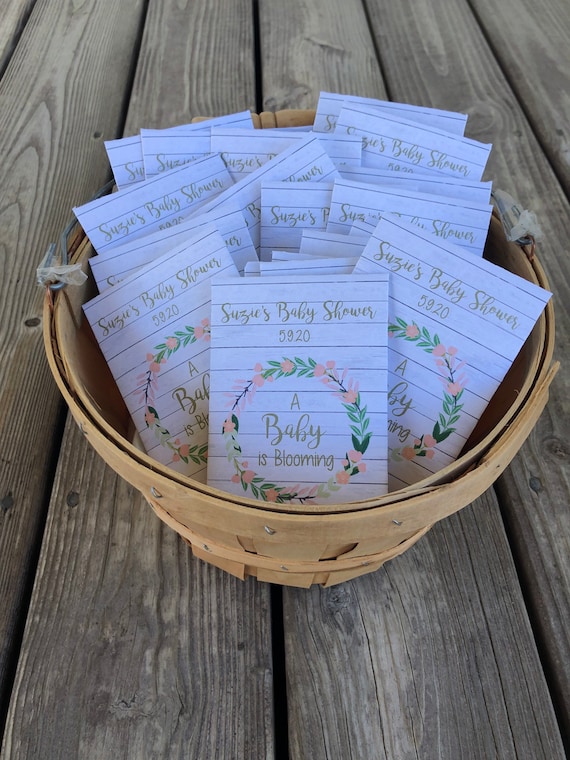 Baby flower seed packets pink wreath baby shower favors Etsy