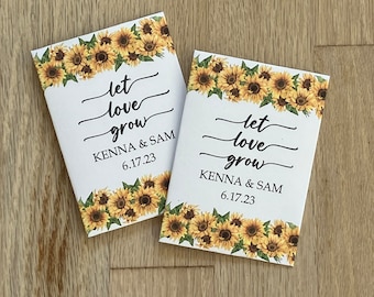 Custom sunflower seed packet favors, personalized sunflower wedding favors, personalized sunflower wedding favors
