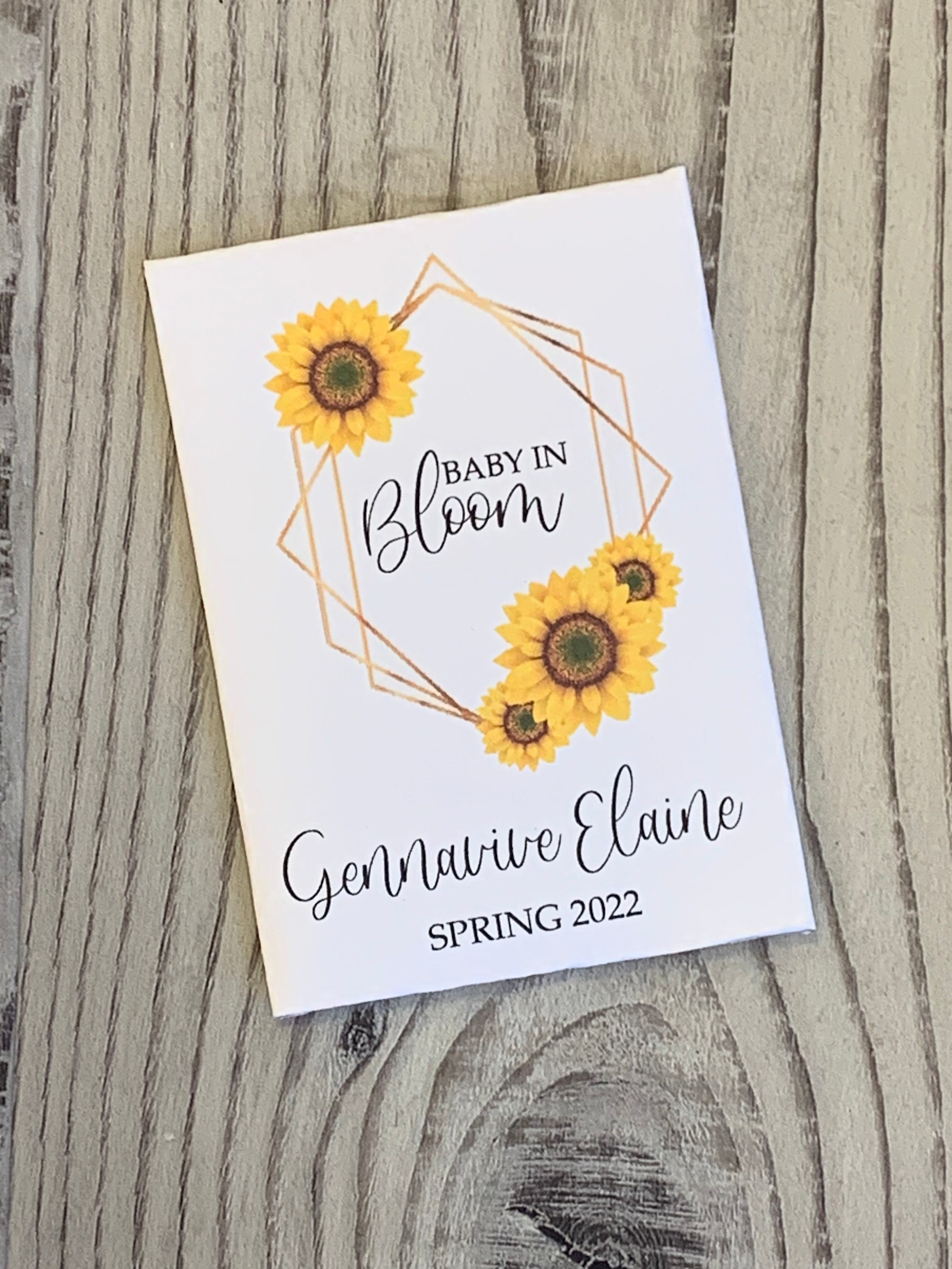 baby shower favors, personalized sunflower seed packets, baby shower gift,  custom sunflower baby favors
