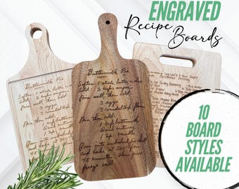 Personalized Recipe Cutting Board: Engraved Handwriting Gift