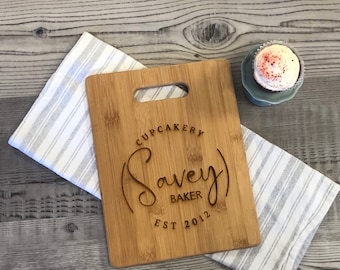 corporate logo cutting board, small business gift, bamboo cutting board, corporate employee gift, your logo item, bakery gift