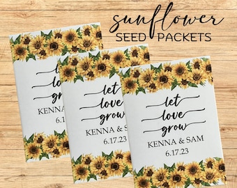 Custom Sunflower Seed Packet Favors: Personalized Wedding Keepsake