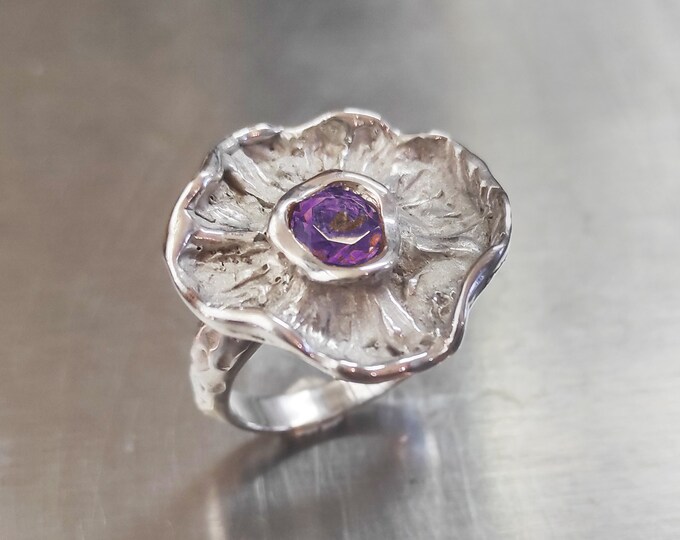 "Winter Flower" Ring in Silver 925‰ and Amethyst