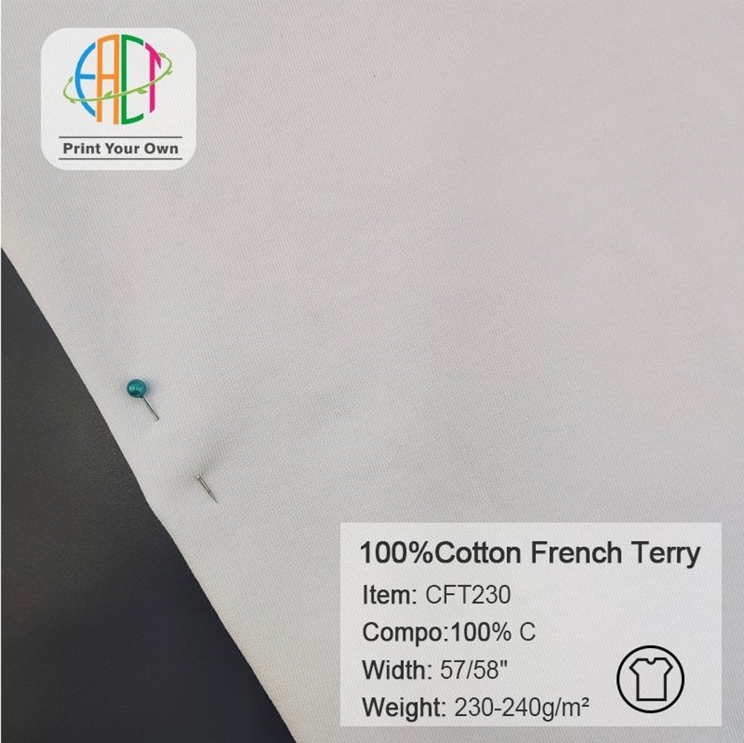CFT230 Custom Printed Medium Cotton French Terry Fabric 100 Cotton 230gsm 