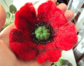Red Flower Pin Brooch Felted Wool Flowers Jewelry Floral Jewellery Gift for Women Traditional Christmas Jewelry Remembrance Day Gift for Mom