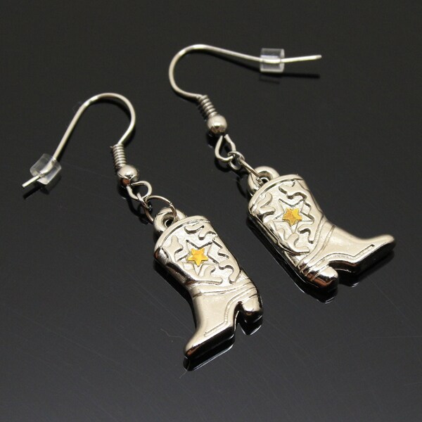 Cowboy earrings cowgirl boots western earrings for women cowboy costume accessories country horsey gifts equine jewelry Dallas cowboy's star
