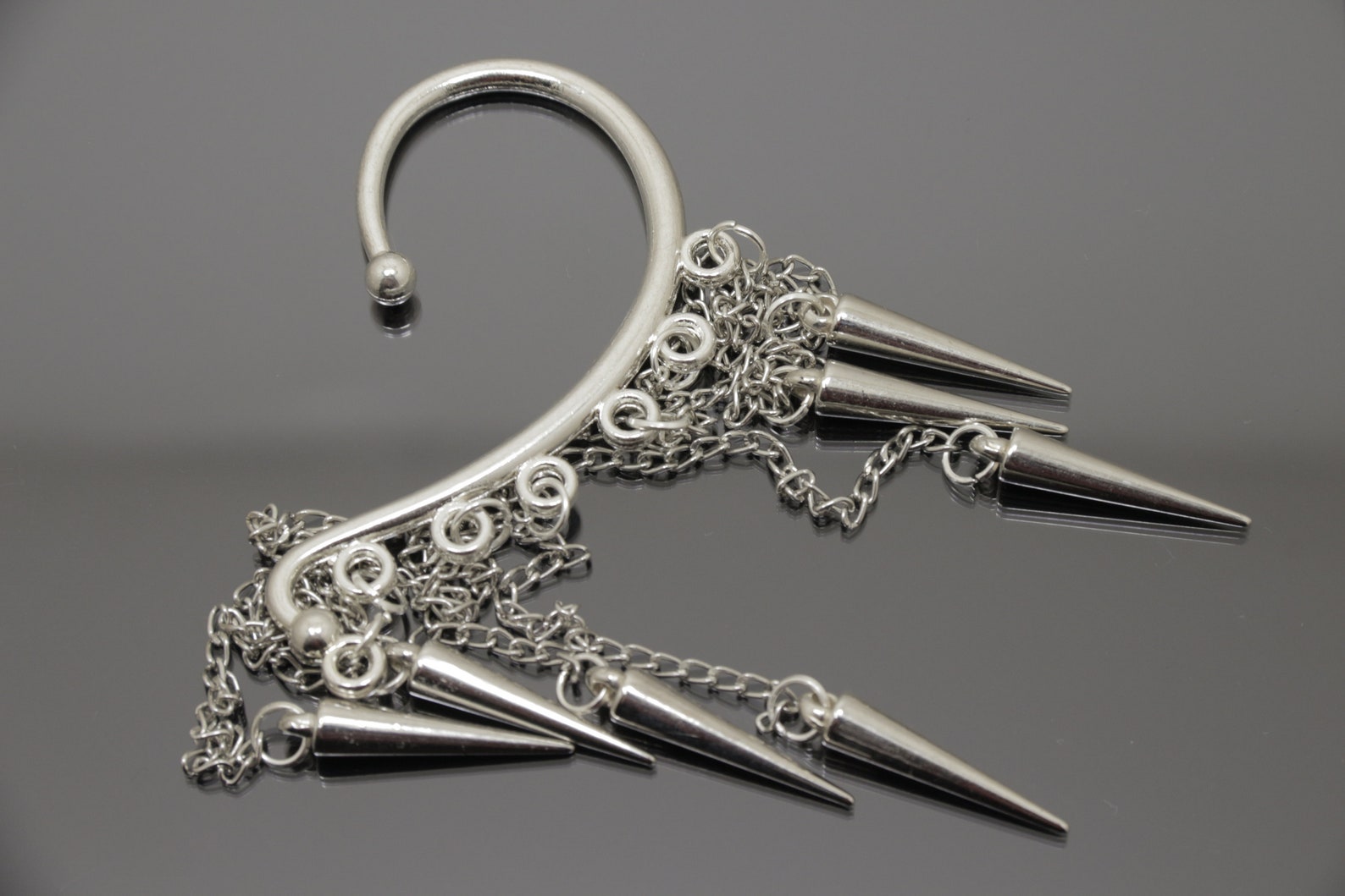 Spike Chain Ear cuff Non Pierced Earrings Long Chain Ear cuffs Etsy