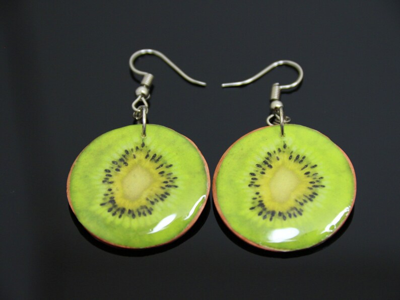 Kiwi Earrings Fruit Slice Earrings Epoxy Resin Jewelry Gift Etsy