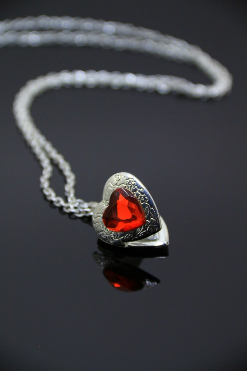 Red heart locket for women Custom photo locket necklace Etsy