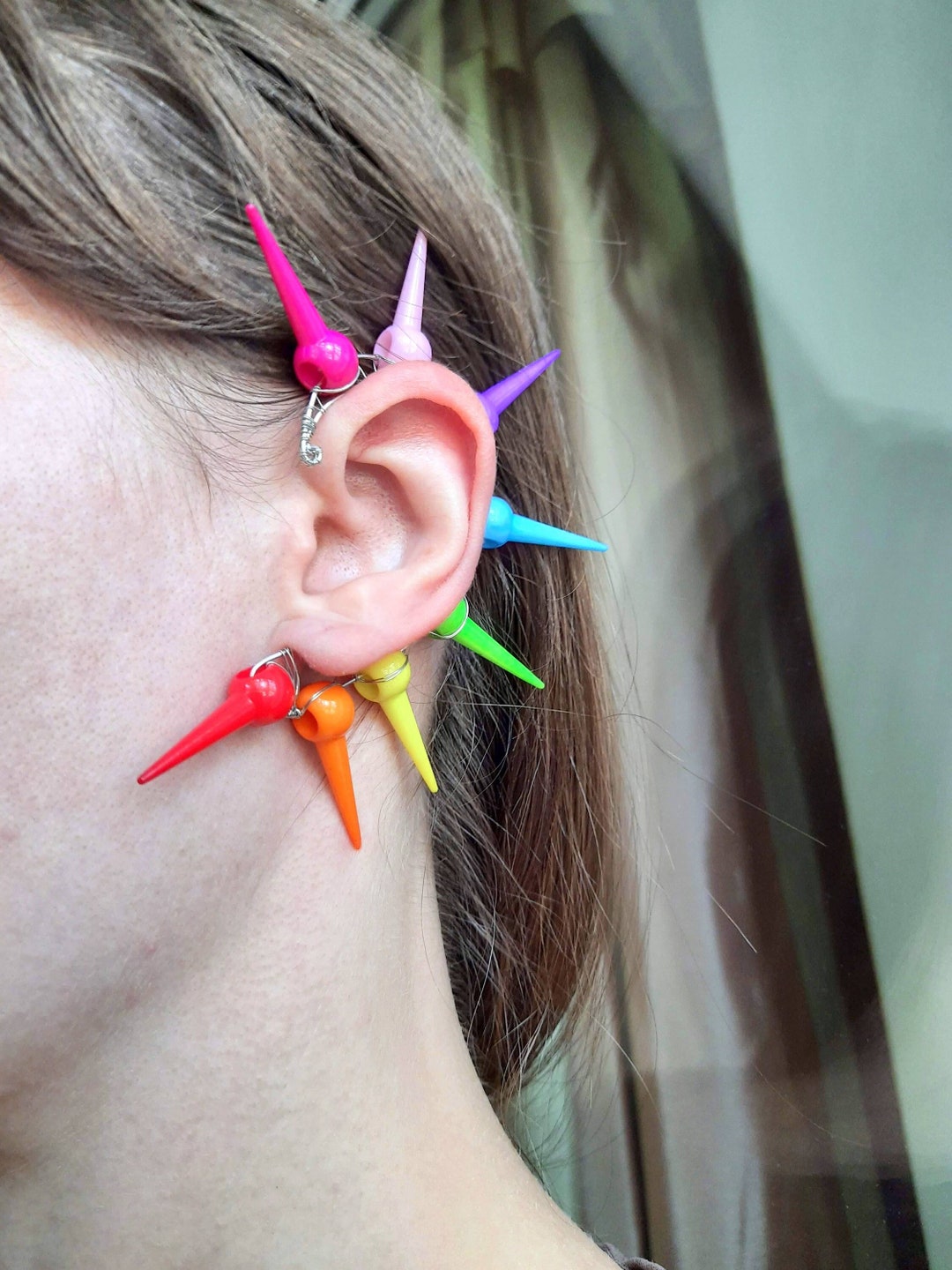 Spiked Ear Cuff Colorful Earring Fun Jewelry for Women No Piercing ...
