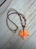 Maple leaf necklace Orange polymer clay pendant unique Fall choker necklace for women Autumn lover gift Botanical choker jewellery gift idea 