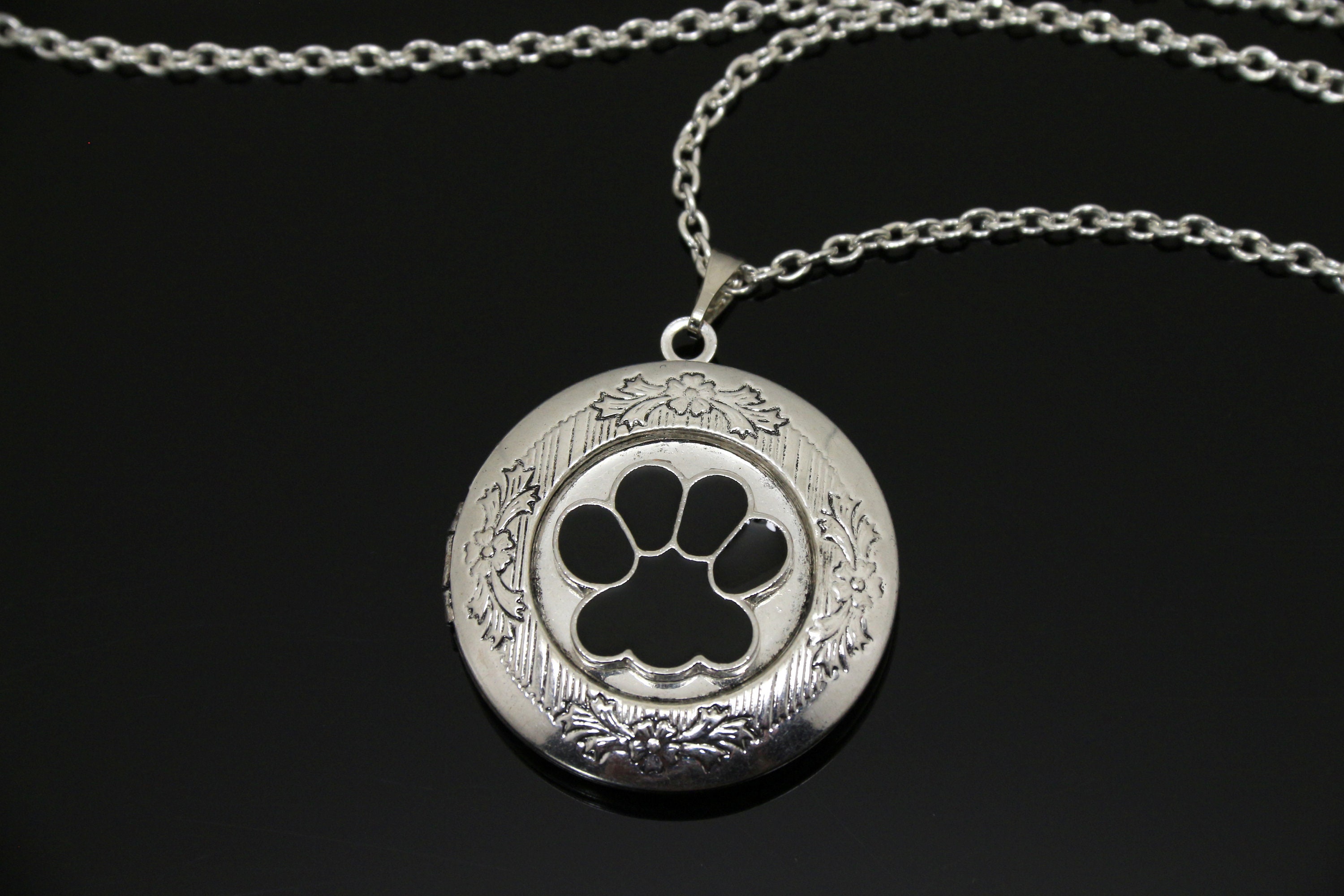 Pet memorial locket necklace Dog paw custom medallion Pet | Etsy