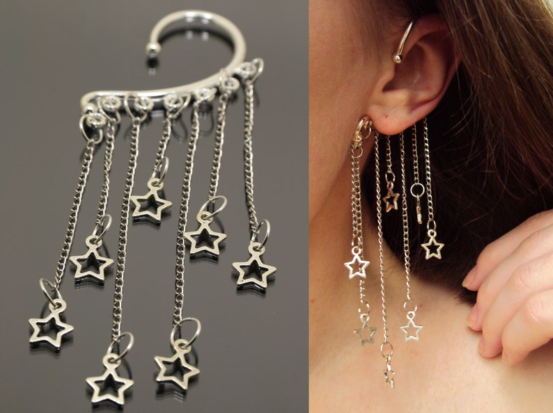 Star Ear Cuff Silver Ear Cuffs Earrings No Piercing Fake Etsy