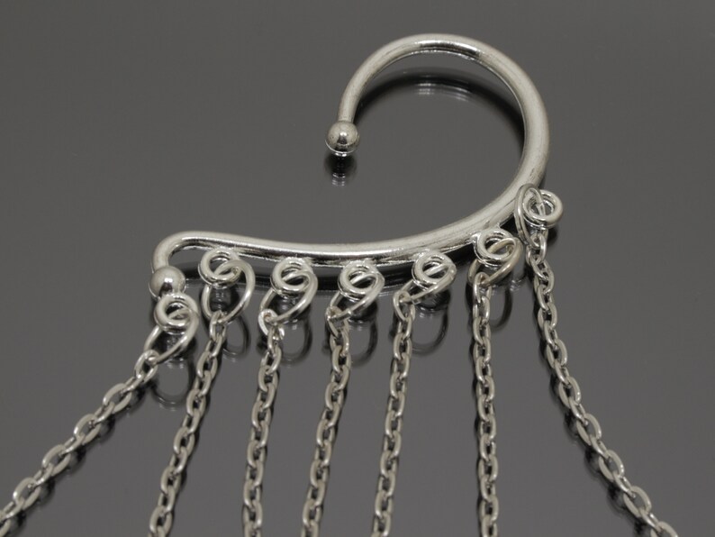 Punk Rock Ear Cuff Silver Chain Spiked Jewelry Cyberpunk Etsy