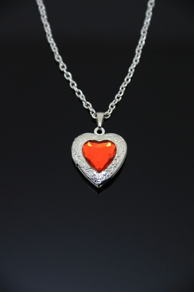 Red heart locket for women Custom photo locket necklace Etsy