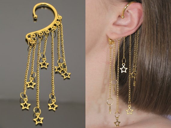 Amazon.com: Yurielys Clip on Earrings for Women, Gold Threader Long Tassel  Chandelier Chain Dangle Shoulder Duster, Fake Piercing Non Pierced Earrings:  Clothing, Shoes & Jewelry