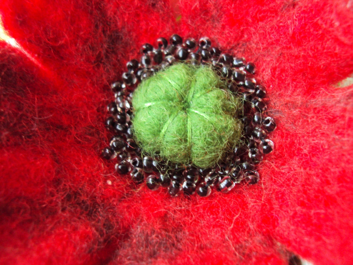 Red Flower Pin Brooch Felted Wool Flower Jewelry Floral Etsy