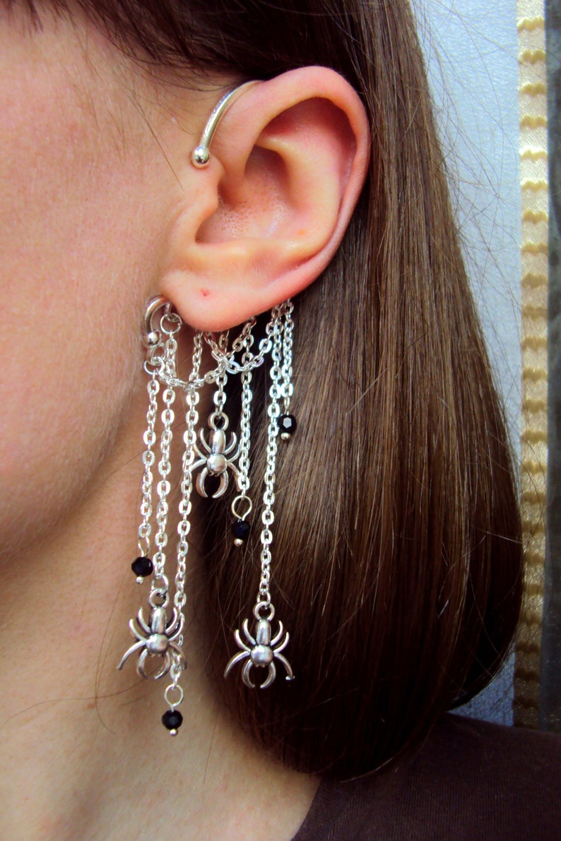 Spider Ear Cuff Silver Cuff Earrings No Piercing Jewelry Etsy
