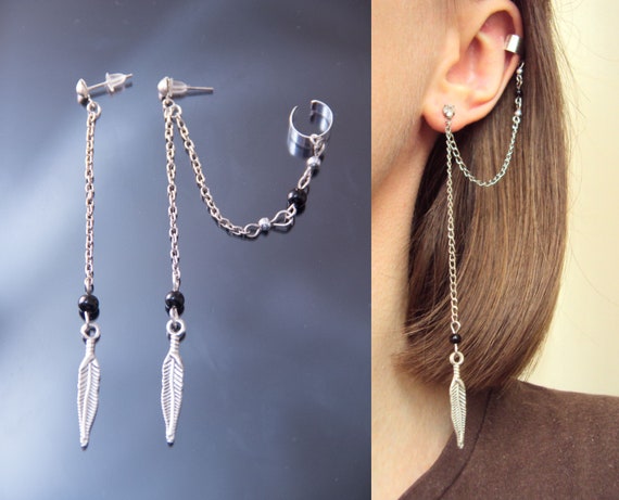 long chain ear cuff earrings