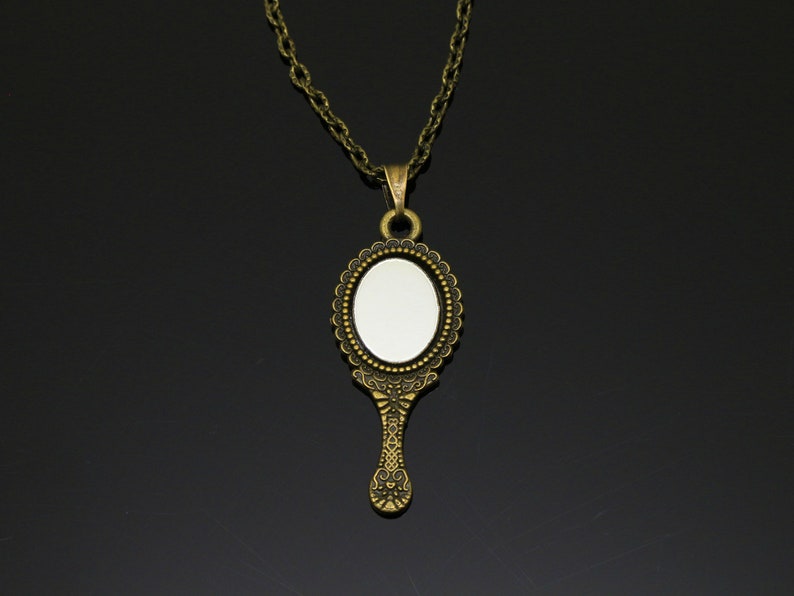 Mirror necklace, Hand real view mini mirror, Fairytale gift for women, Bronze magic miniature mirror pendant, Unusual jewelry Valentine gift image 1