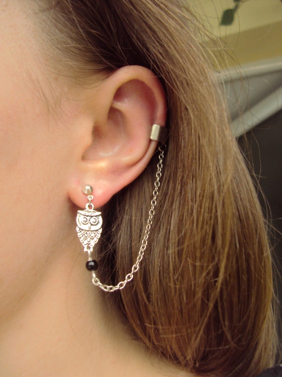 Owl Ear Cuff Set Fake Piercing Cartilage Ear Wrap Bird Earrings Unusual Mismatched Earrings Owl Studs Nin Pierced Ear Climber Jewelry Gifts