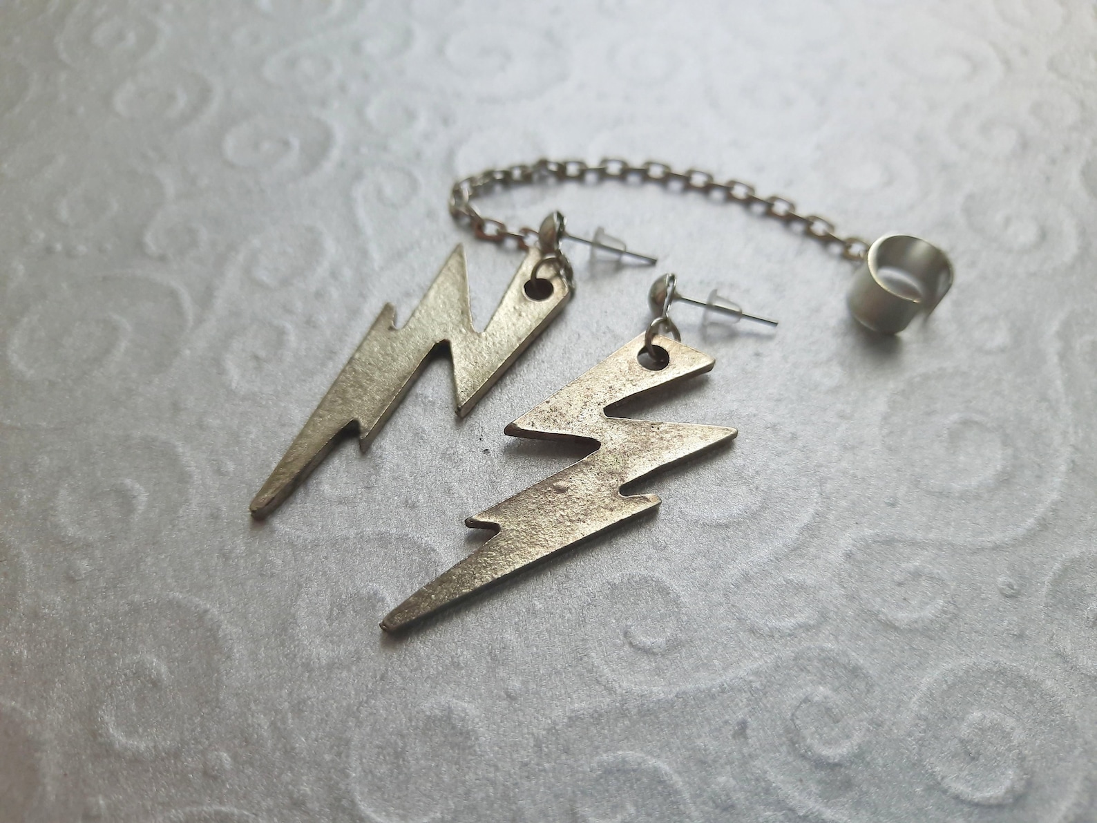 Lightning Bolt Earring Silver Dangle Large Earrings Etsy